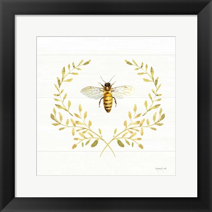 Framed Bees and Blooms Bee Laurel Print