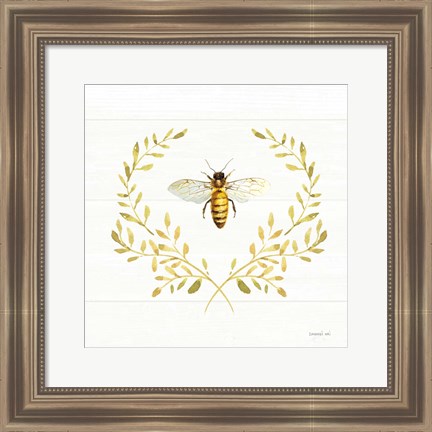 Framed Bees and Blooms Bee Laurel Print