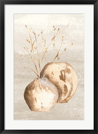 Framed Neutral Vase Branch Print