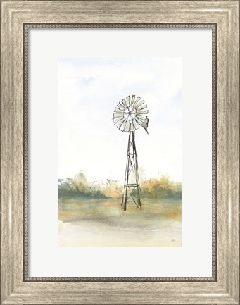 Framed Windmill Landscape II Print