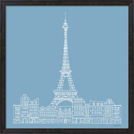 Framed French Script III Blue Print