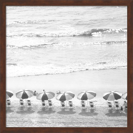 Framed Day At The Beach BW Crop Print