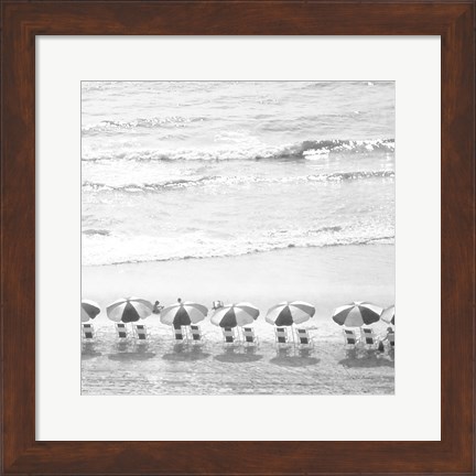 Framed Day At The Beach BW Crop Print