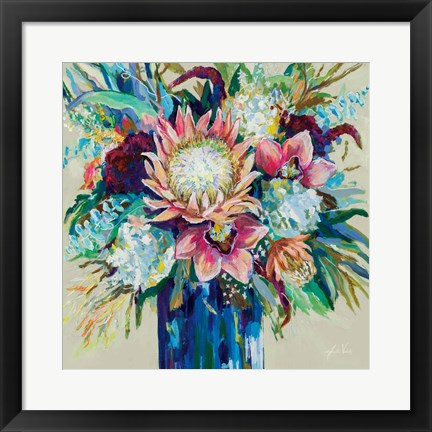 Framed Marias Bouquet on Warm Gray Print