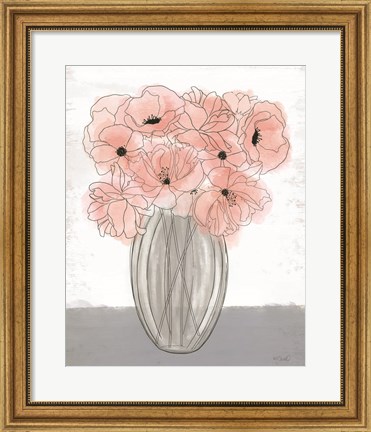 Framed Poppies in Vase Print