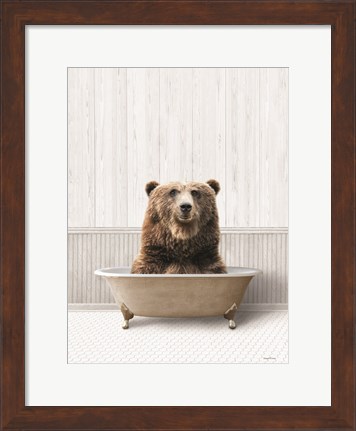 Framed Bath Time Bear Print