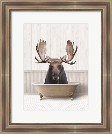 Framed Bath Time Moose Print