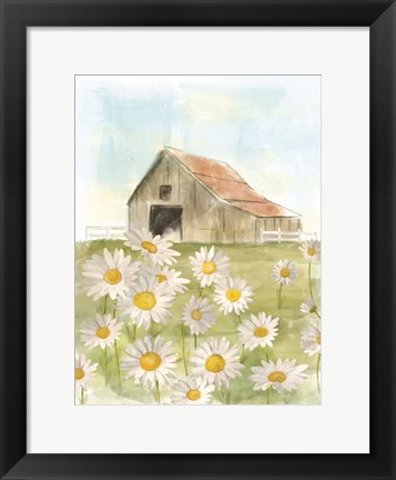 Framed Field of Daisies Print