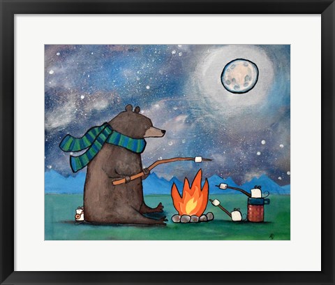 Framed Camping Bear Mouse Print