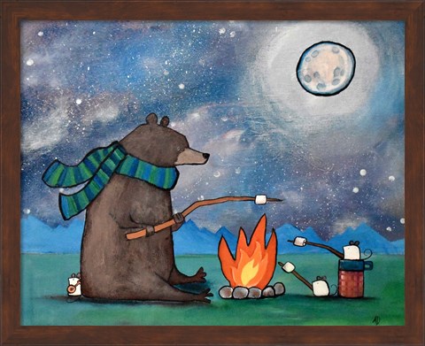 Framed Camping Bear Mouse Print