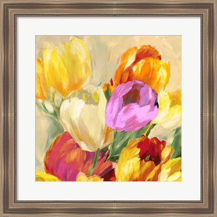 Framed Colorful Tulips I Print