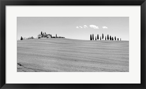 Framed Strada del Brunello, Tuscany (BW) Print