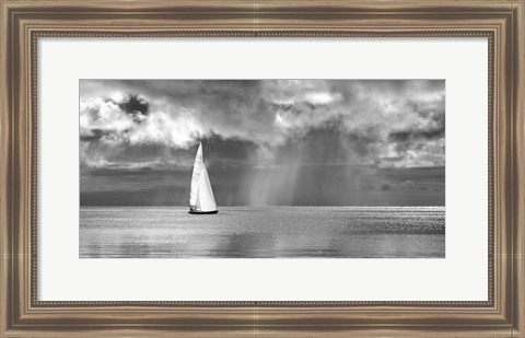 Framed Sailing on a Silver Sea (BW) Print