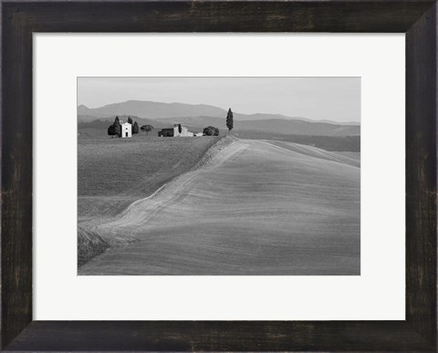 Framed Val d&#39;Orcia, Siena, Tuscany (BW) Print