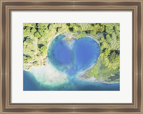 Framed Heart Shaped Atoll, Fiji Print