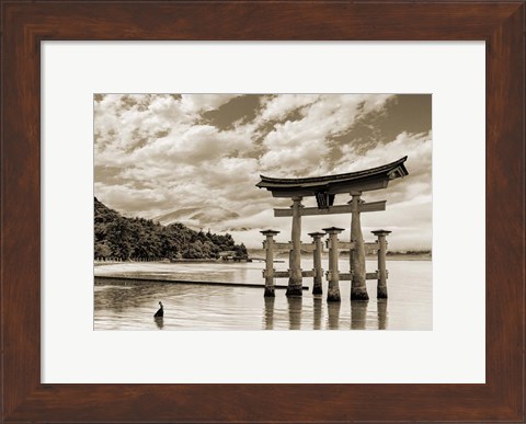 Framed Itsukushima Shrine, Hiroshima, Japan (BW) Print