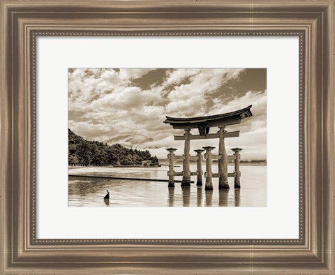 Framed Itsukushima Shrine, Hiroshima, Japan (BW) Print