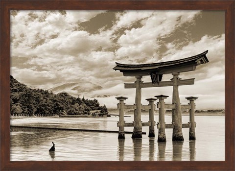 Framed Itsukushima Shrine, Hiroshima, Japan (BW) Print