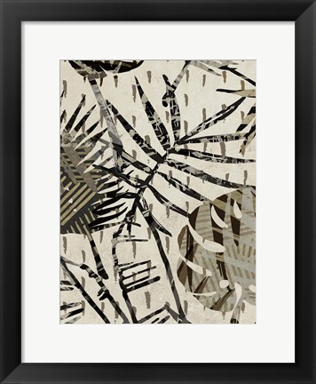 Framed Grey Palms Panel II Print