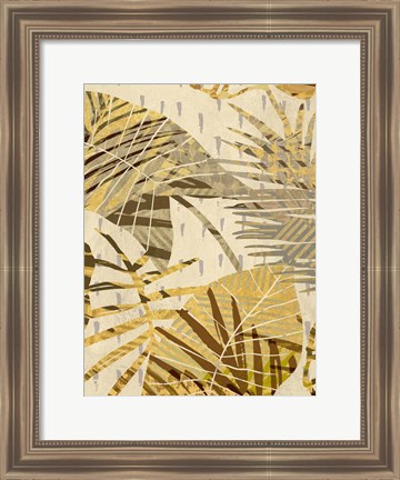 Framed Golden Palms Panel I Print