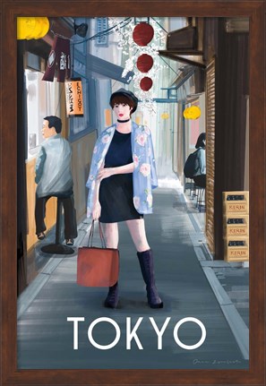 Framed Girl in Tokyo II Print