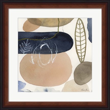 Framed Leaves and Stones III Print