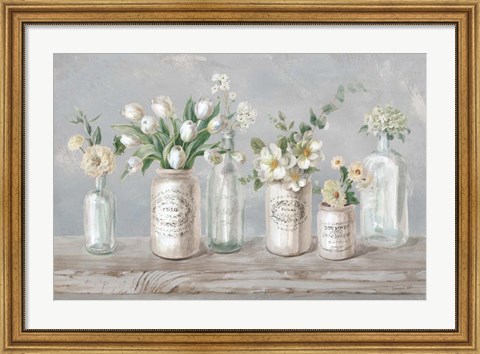 Framed Marmalade Flowers I Neutral Print