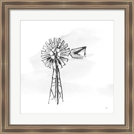 Framed Windmill V BW Print