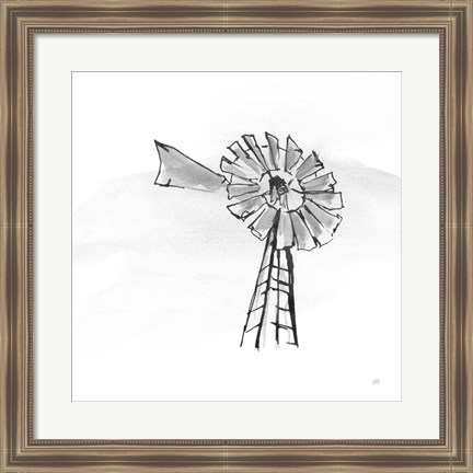 Framed Windmill VII BW Print