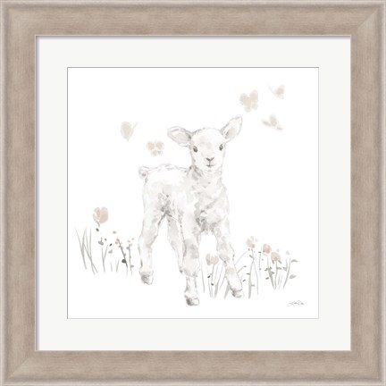 Framed Spring Lambs I Neutral Print