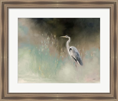 Framed Peaceful Egret Teal Print