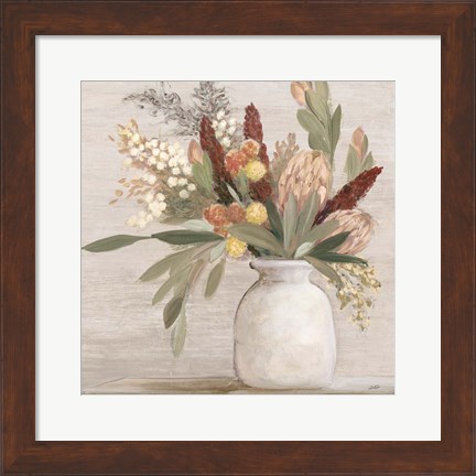 Framed Warm Protea Still Life Crop Print