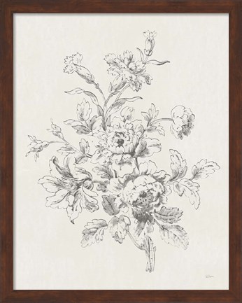 Framed Toile Roses IX Neutral Print