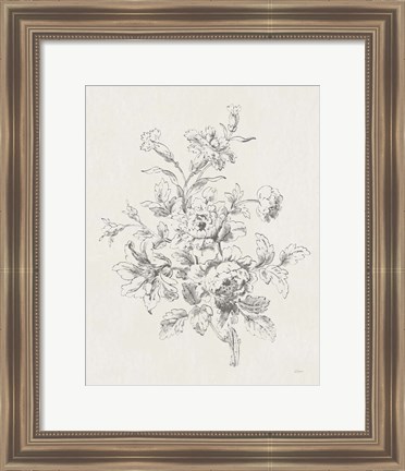 Framed Toile Roses IX Neutral Print