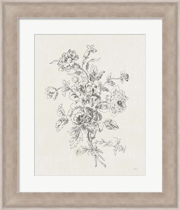 Framed Toile Roses VIII Neutral Print