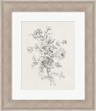 Framed Toile Roses VIII Neutral Print