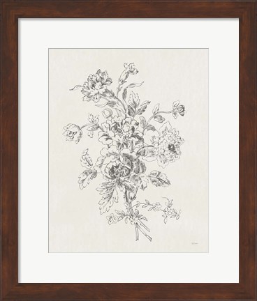 Framed Toile Roses VIII Neutral Print