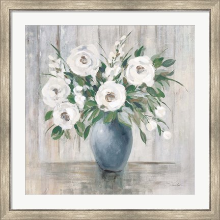 Framed Gray Barn Floral Light Print