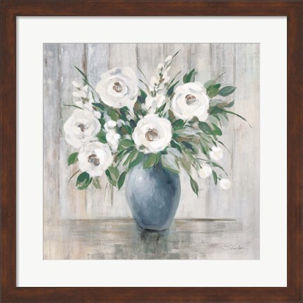 Framed Gray Barn Floral Light Print