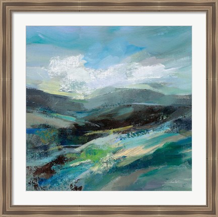 Framed Turquoise Slopes II Print