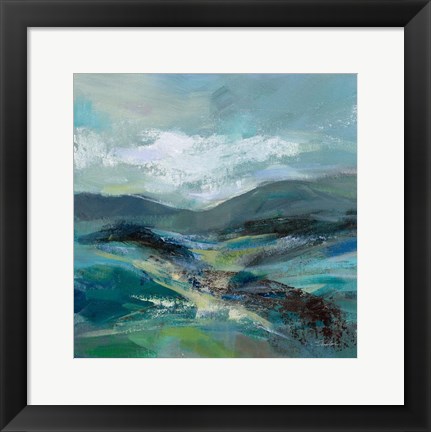 Framed Turquoise Slopes I Print