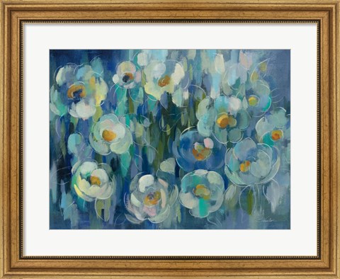 Framed Pretty Blue Floral Print