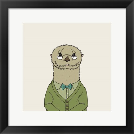 Framed Otter on Cream Print