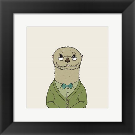 Framed Otter on Cream Print