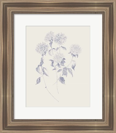 Framed Flowers on White V Blue Print