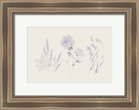 Framed Flowers on White VIII Blue Print