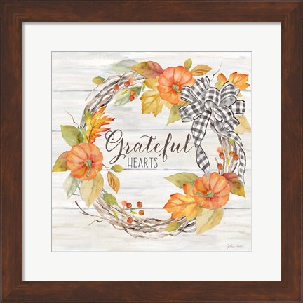 Framed Pumpkin Patch Wreath II-Grateful Print