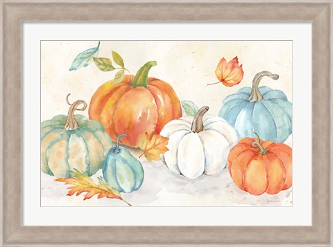 Framed Pumpkin Patch Landscape Print