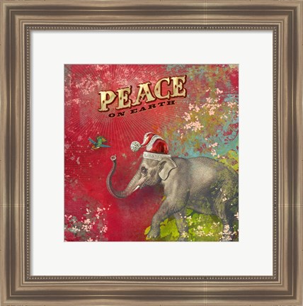 Framed Colorful Christmas I-Elephant Peace Print