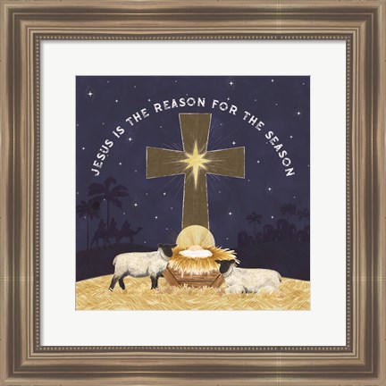 Framed Come Let Us Adore Him IV-Reason for the Season Print